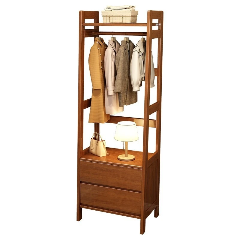 

Solid wood bedside table, rack, integrated coat rack, floor-to-ceiling bedroom, master bedroom, multi-functional bedside