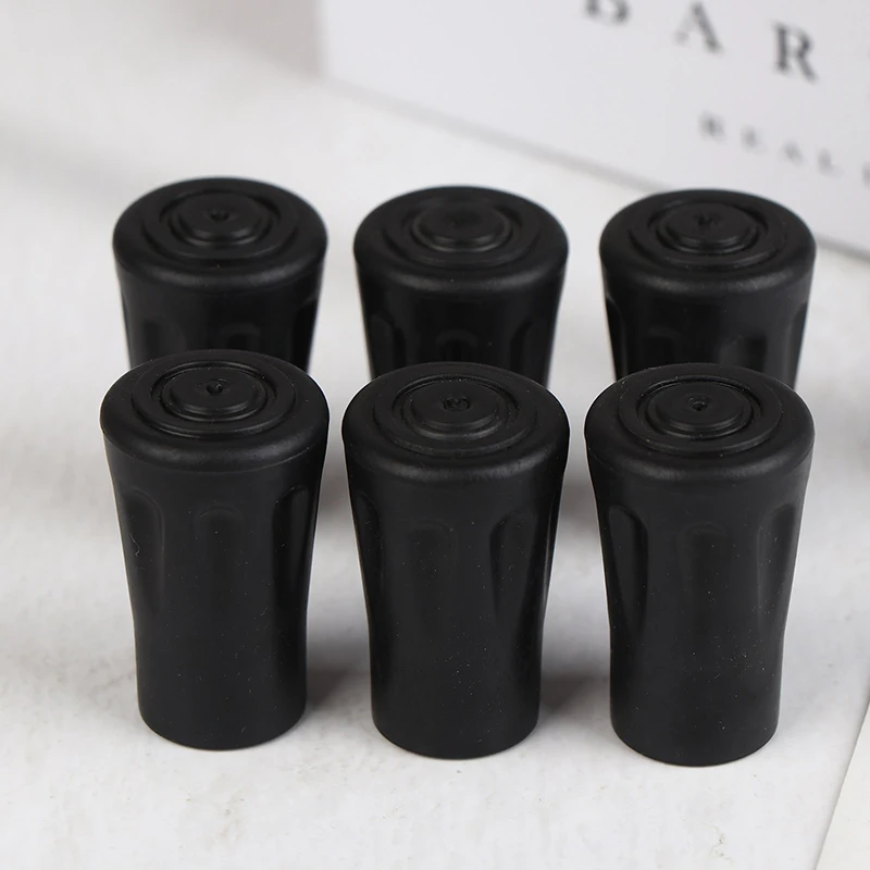 6/12 قطعة البلاستيك الأسود القدم يغطي المضادة للانزلاق أقطاب التنزه غطاء رأس واقي عصا للمشي تلميح أسفل منصات تسلق أغطية حماية #5