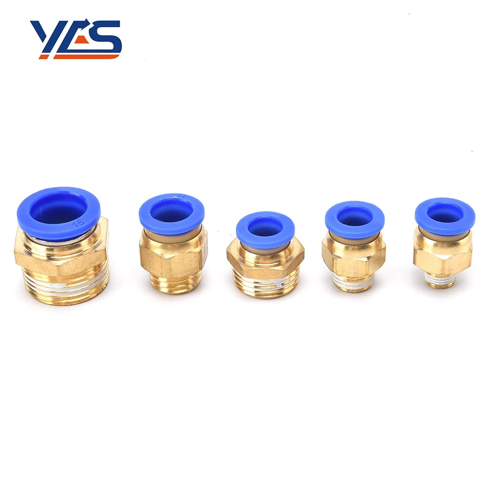 PC Type Straight Through Plug In Pneumatic Fittings Male Thread Valve Quick Connect Pipe Pneumatic Fittings