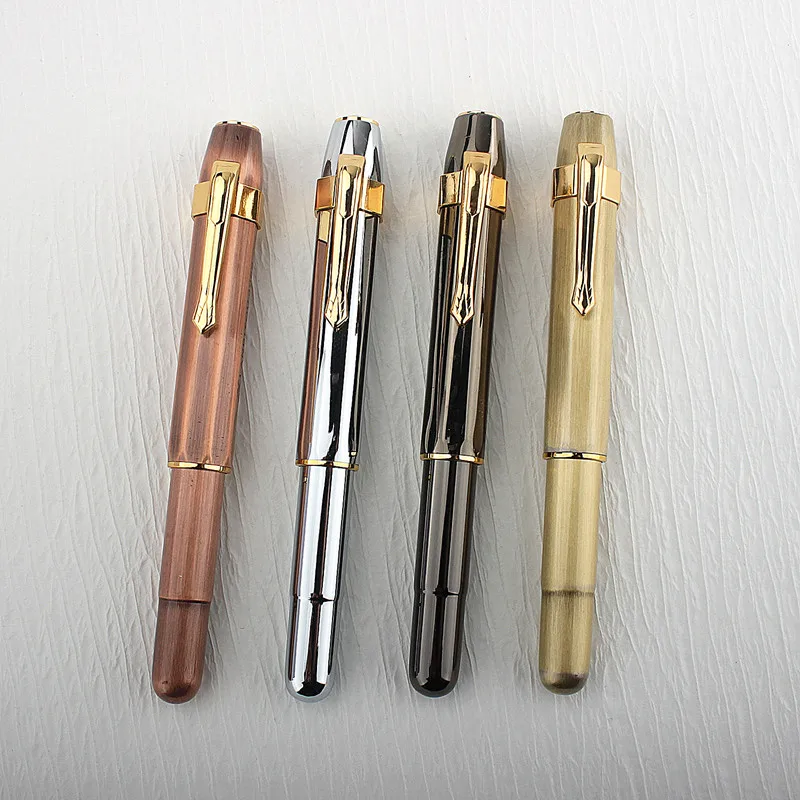 LANBITOU Alpha Brass Pocket Fountain Pen Fountain Pen F/M 0.5/0.7/1.0mm Bent Curved Nib Ink Pen Travel School Stationery Writing