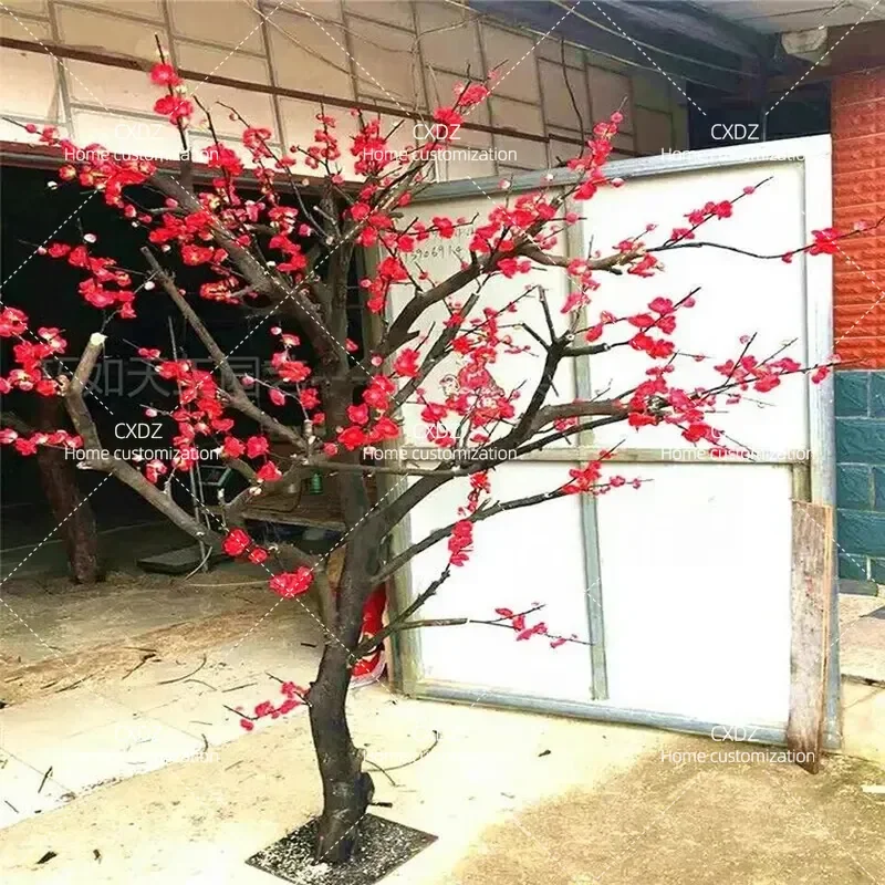 Simulation Plum Tree Artificial Blossom Branch Wishing Tree Large Fake Plant Indoor Living Room Home Decor Happiness Tree