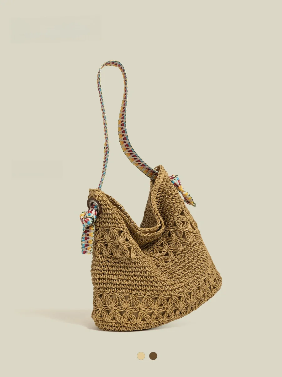 Women's Summer Casual Style Large Capacity Straw Weaving Tote Bag Crossbody Commuting Beach Vacation Handbag by Doutou