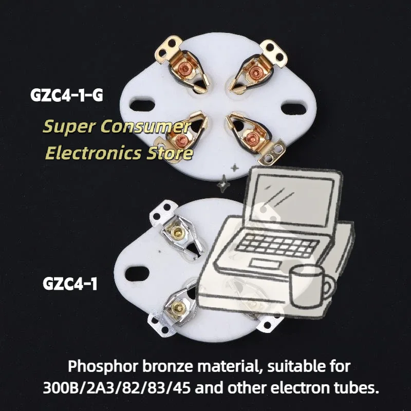 Soporte de tubo cerámico de 4 pines para amplificador de audio Hifi con chasis de panel 300B 811A 572B