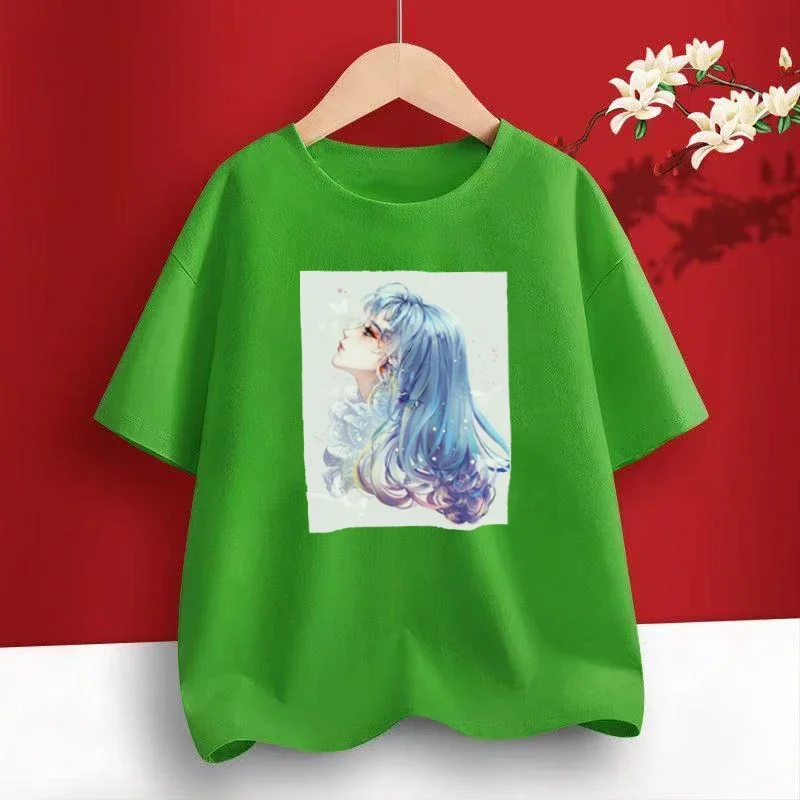 Fashion Kid'S T-shirt 3-14 Years Old  O Neck Cartoon Print Girls Boys T-Shirts Cotton Summer Short Sleeve Tops Clothing Tees