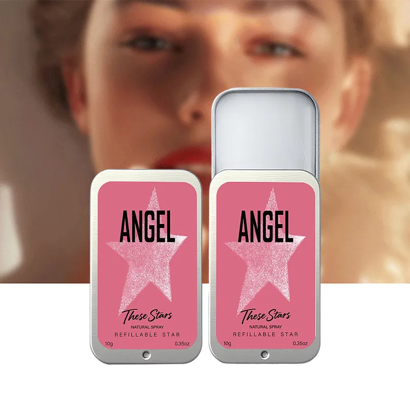 Crème de parfum solide Angel Star, baume de parfum rechargeable portable, baume de parfum durable rafraîchissant au parfum boisé, cadeau pour femmes