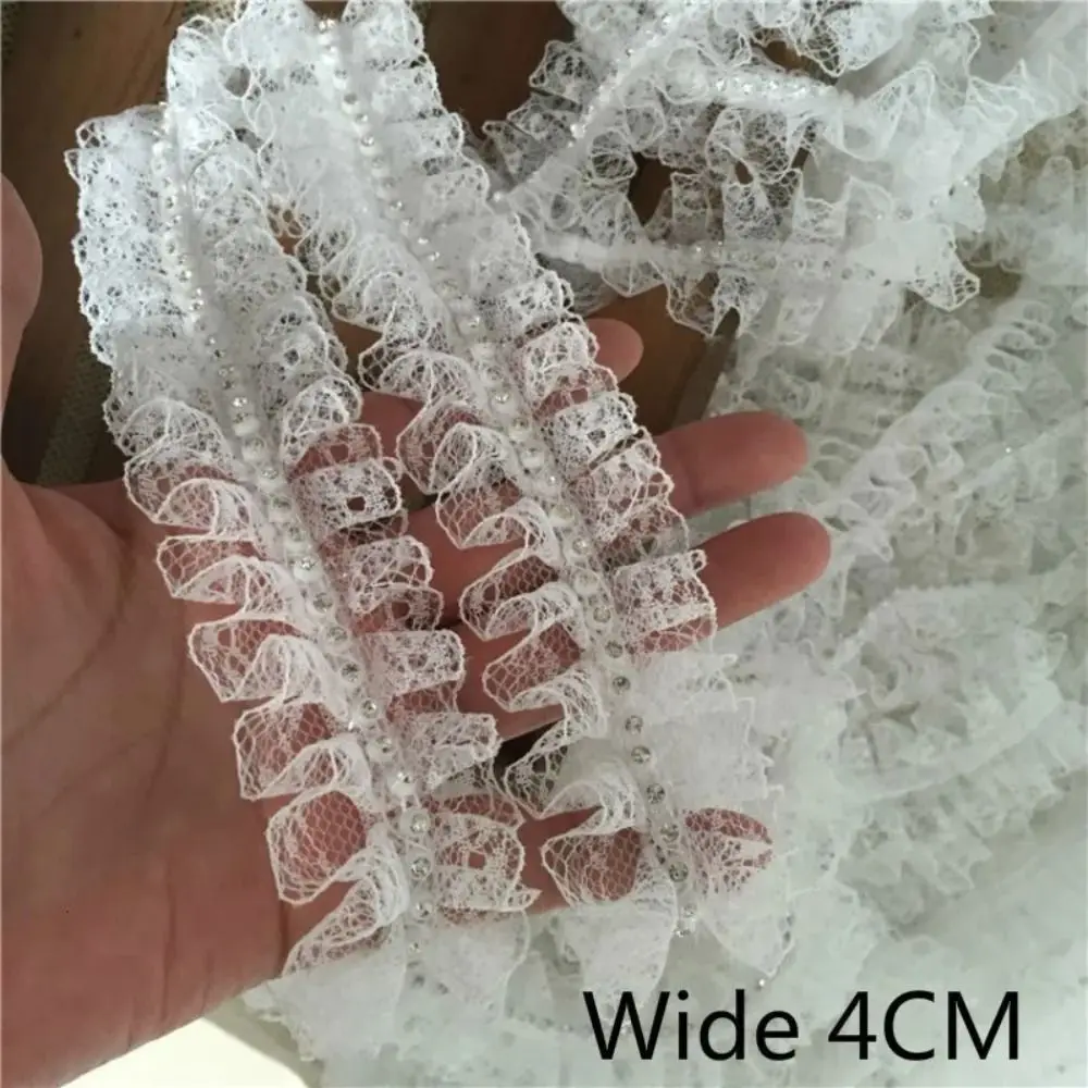 Stylish 4CM Wide Embroidered Trim Chiffon DIY Beaded Ribbons Trim Soft Texture Lace Applique Trim Sewing Supplies - view 6