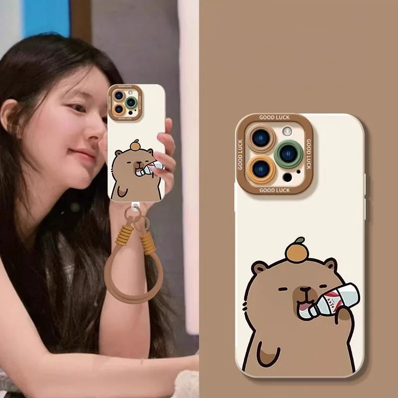 Miniso Capybara 16 IPhone 15 Case Cute 12 13 14pro Cartoon 16promax Anti Slip Xr Silica Gel 11 Ultrathin Soft Shell Girl Gifts