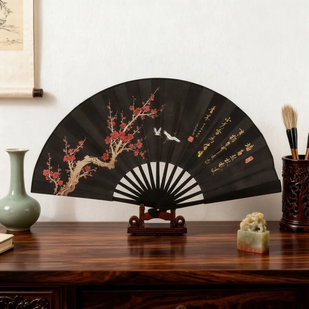 Decoration Collapsible Hand Fan Chinese Style Cloth Dancing Hand Fan Home Ornaments Flower Ancient-style Folding Fan