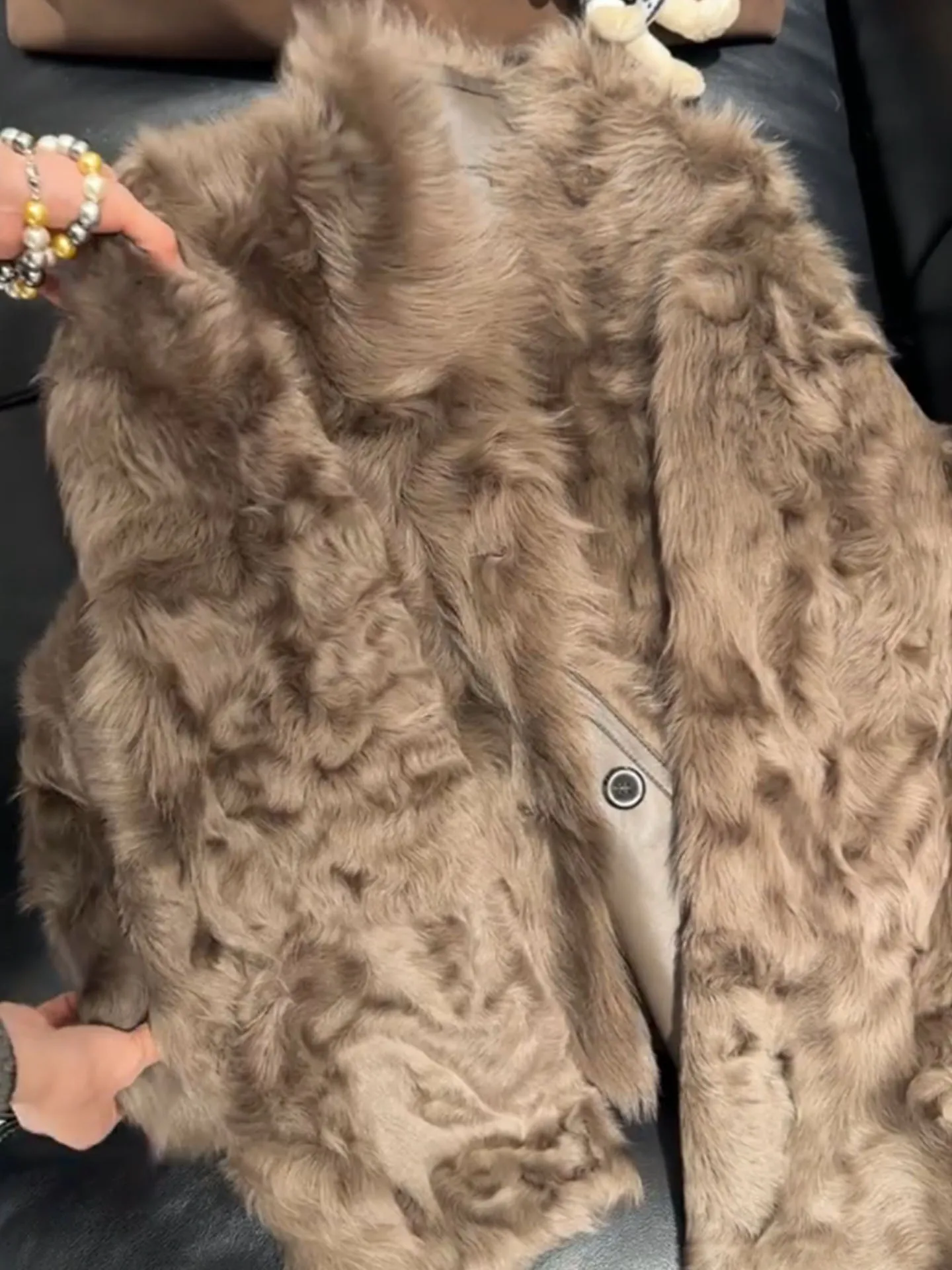 Unieke Super Sli Brown Thiened Fce Dames Winter Jaet 2025, Nieuwe High-End Casual Bont Lederen Geïntegreerde Ort Jas