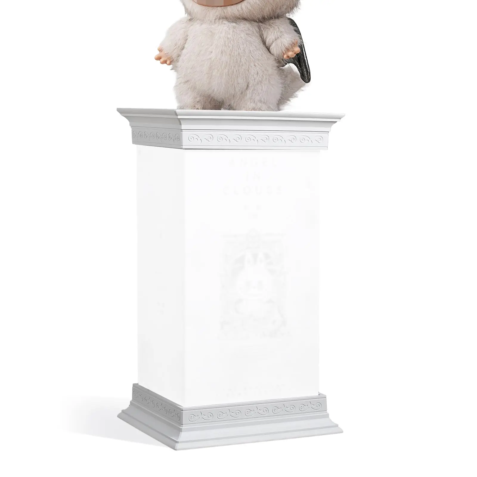 Eary 2 Pieces Doll Display Base with Roman Column Design Ideal for Showcasing LABUBU & ZIMOMO Doll Anti-Tip Secure Display Stand