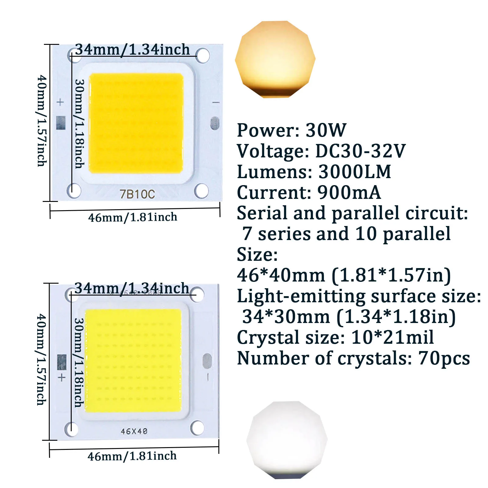 High Power 900ma Led Cob Chips 5 Stks/partij 30W Licht Kralen Smd Diy Voor Led Lamp Koud Warm Wit Schijnwerper Spot Licht Draagbaar