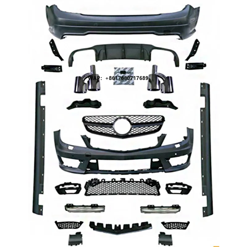 

Whole Set Body Kit for C Class W204 C200 C260 C300 2007-2014 to C63 Front Rear Bumper Grille Side Skirt