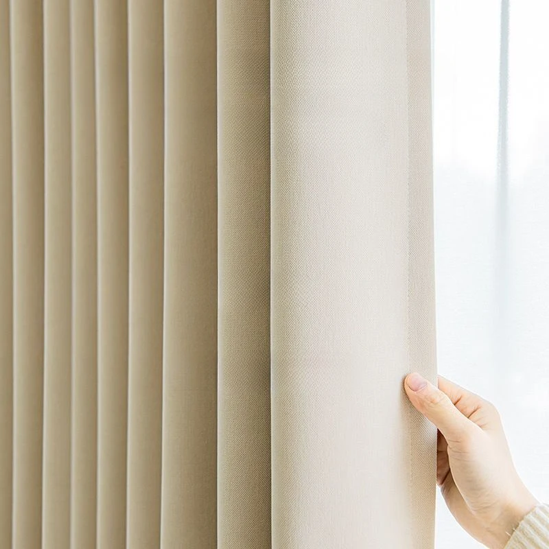 

Modern Cream Style Velvet Curtain High-precision Solid Color Chenille Curtain Thickened Soundproof Blackout Curtains for Bedroom