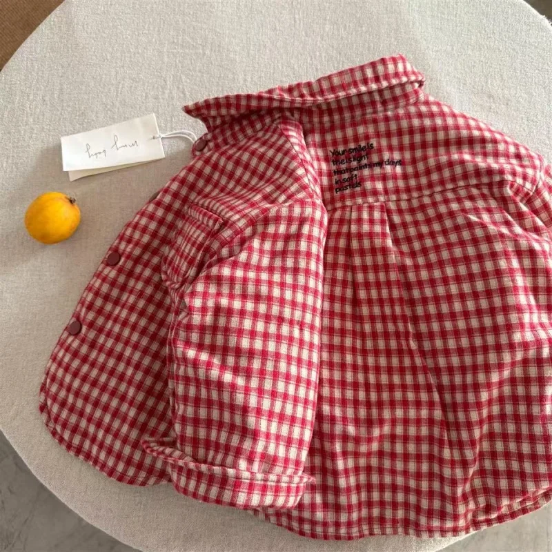 New Winter Korean Style Unisex Kids Printed Plaid Shirt Cotton Padded Coats Thicken Warm Baby Kids Quilting Outerwear 2-9YY