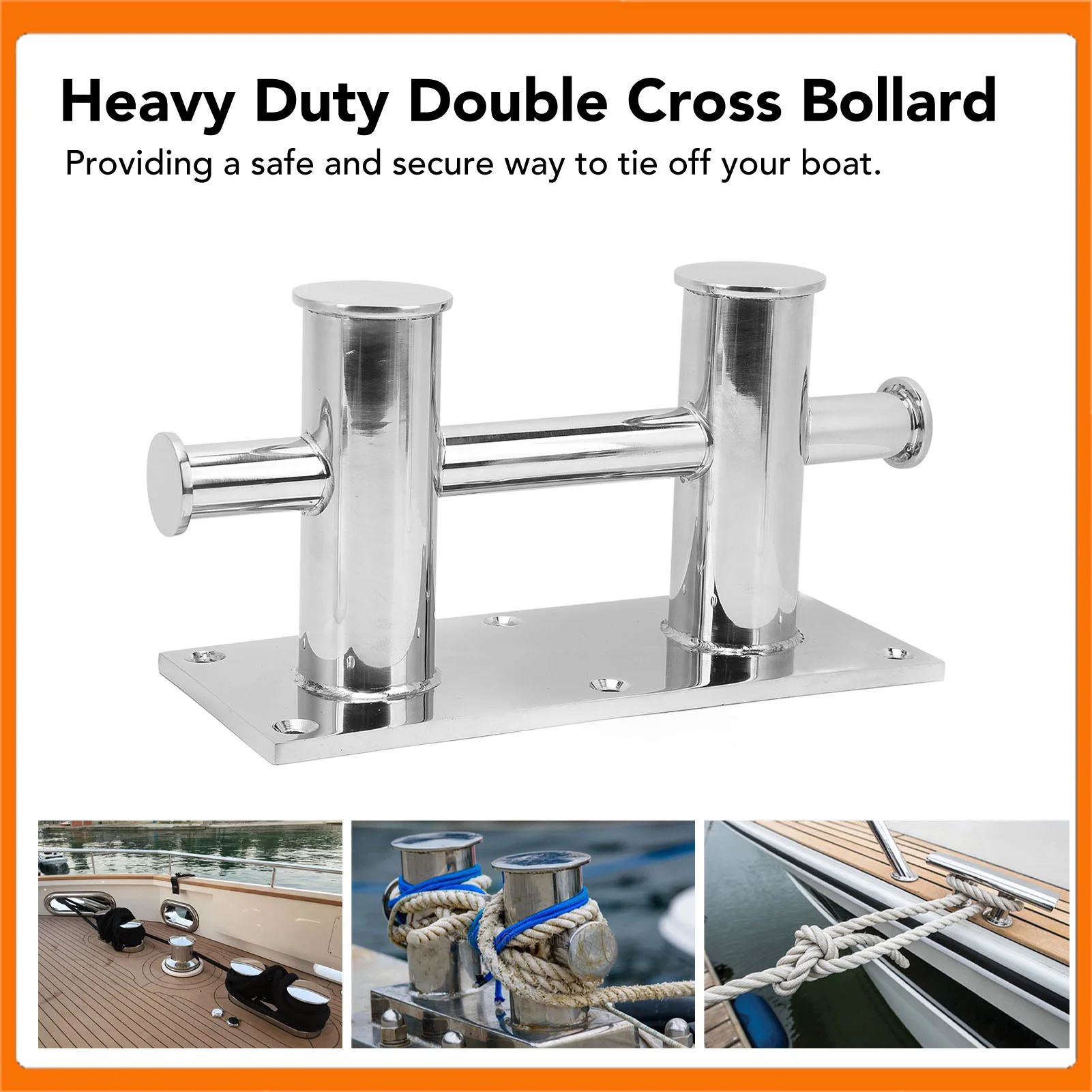 

Heavy Duty Double Bollard 304 Stainless Steel Rustproof Mooring Bitt Cleat for Marine Boat Heavy Duty Double Cross Bollard