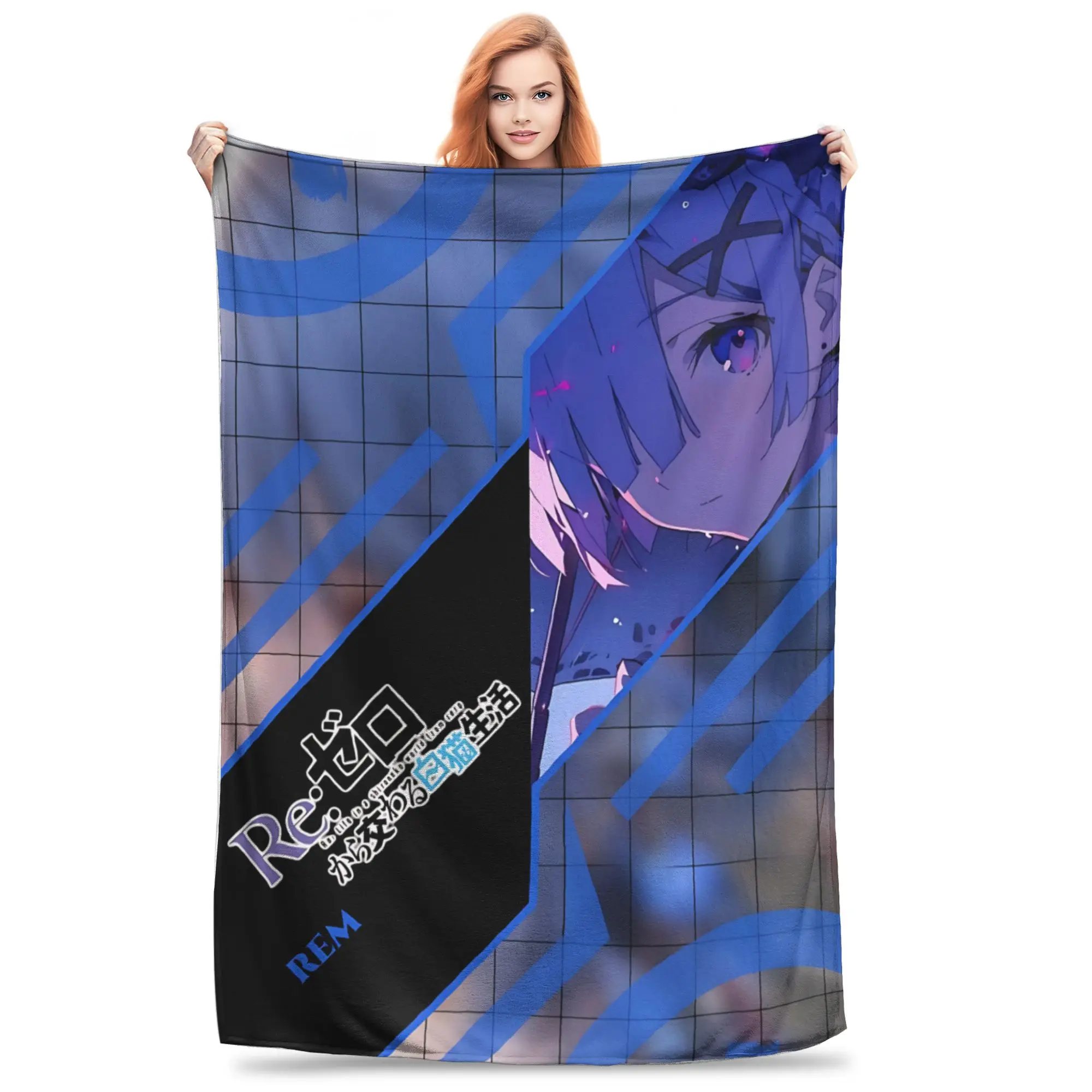 1PC Cute Re ZERO Anime Rem  home room decorations Winter Blankets for Adults Bedding Home Interior Sofa Knee