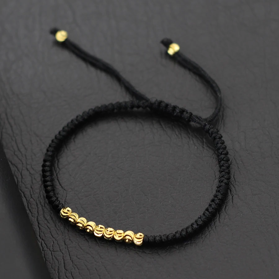 Classic Handmade Beaded Bracelet for Men Women Exquisite Small Gold Beads Adjusted Good Luck Red String Braslet Couple Gifts