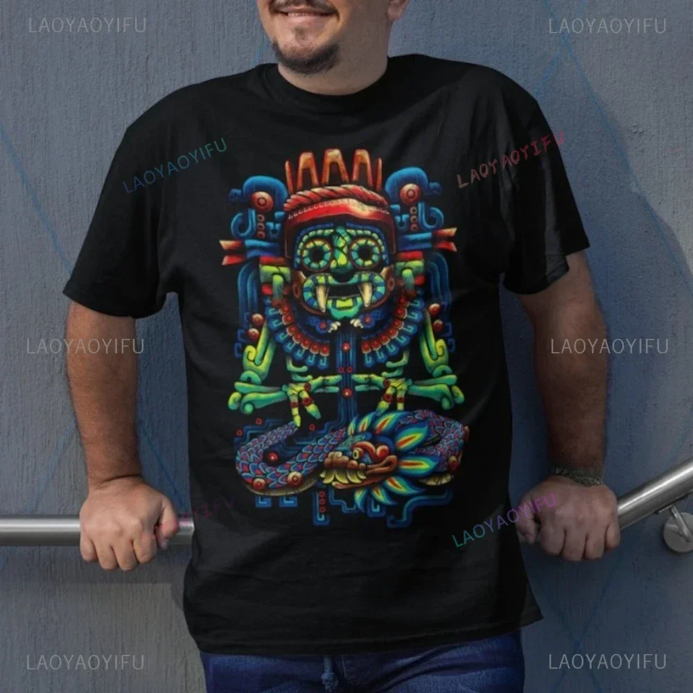 Tlaloc Quetzalcoatl Aztec Gods Ancient Gods Mexican T-shirt Mens Aztec Shirt Aztec Art Print Mexico Shirts Mexican Clothing Men