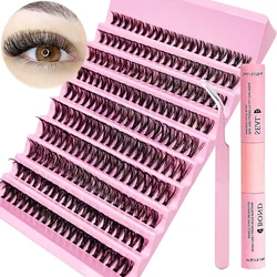 DIY Eyelash Set 200pcs Individual Lashes Cluster D Curl, 8-16mm Mix Lash Clusters with Lash Bond，Seal and Lash Applicator Tool