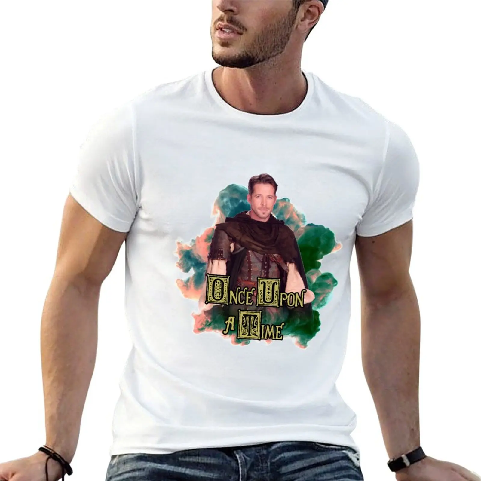 ذات مرة: تي شيرت Robin Hood in Smoke تي شيرت شخصي تي شيرت للرجال تي شيرت قطني