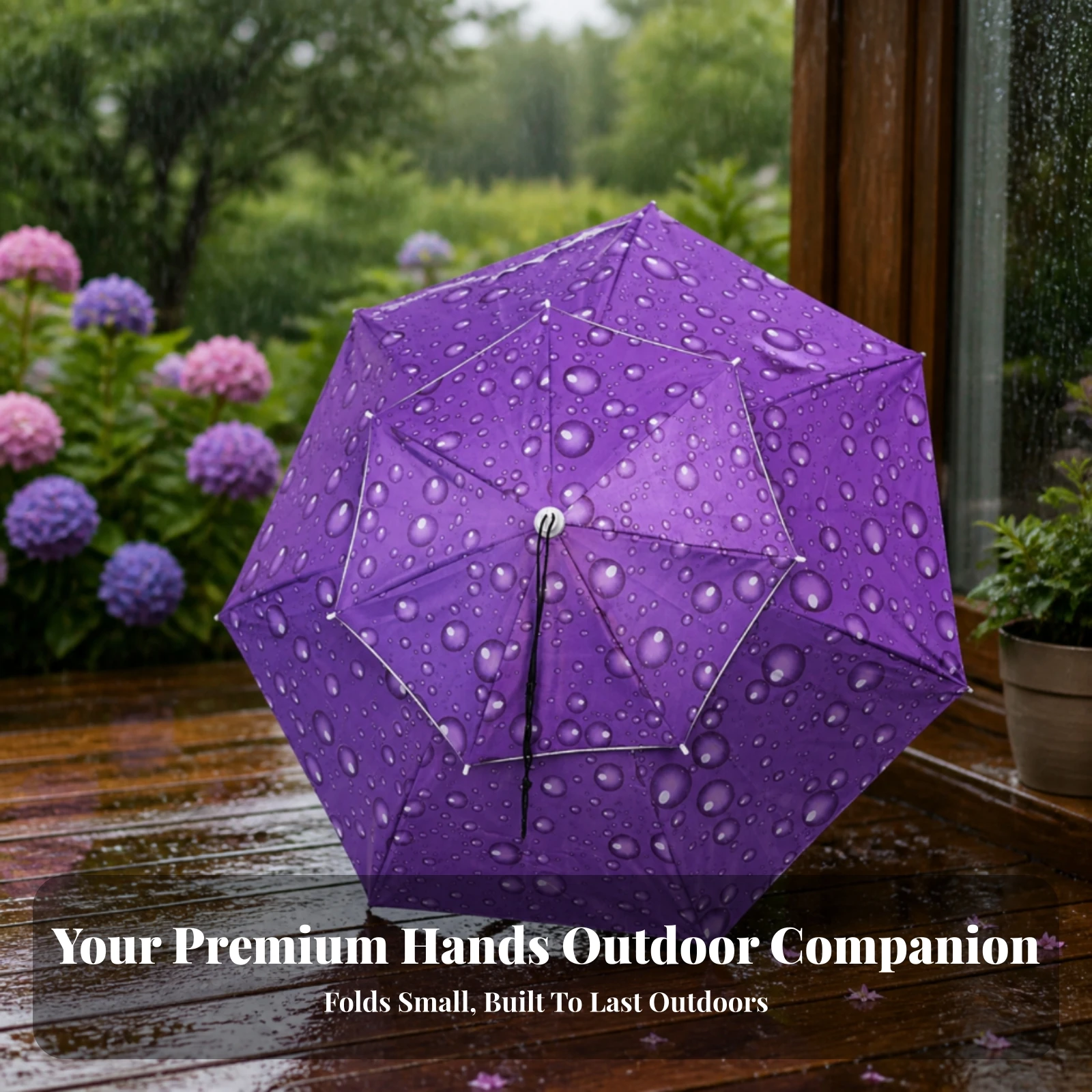 Folding Umbrella Hat with Chin Strap Handsunoccupied Folding Umbrella Hat Compact Portable for Anglers, Fishing, Gardening