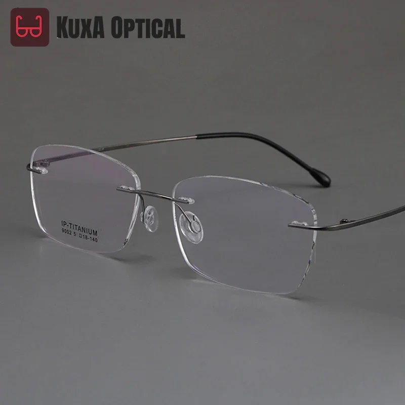 Okulary korekcyjne KUXA 2g Urltra-Light bez oprawek, soczewki optyczne, okulary na krótkowzroczność, męskie, personalizowane, progresywne, z czystego tytanu.
