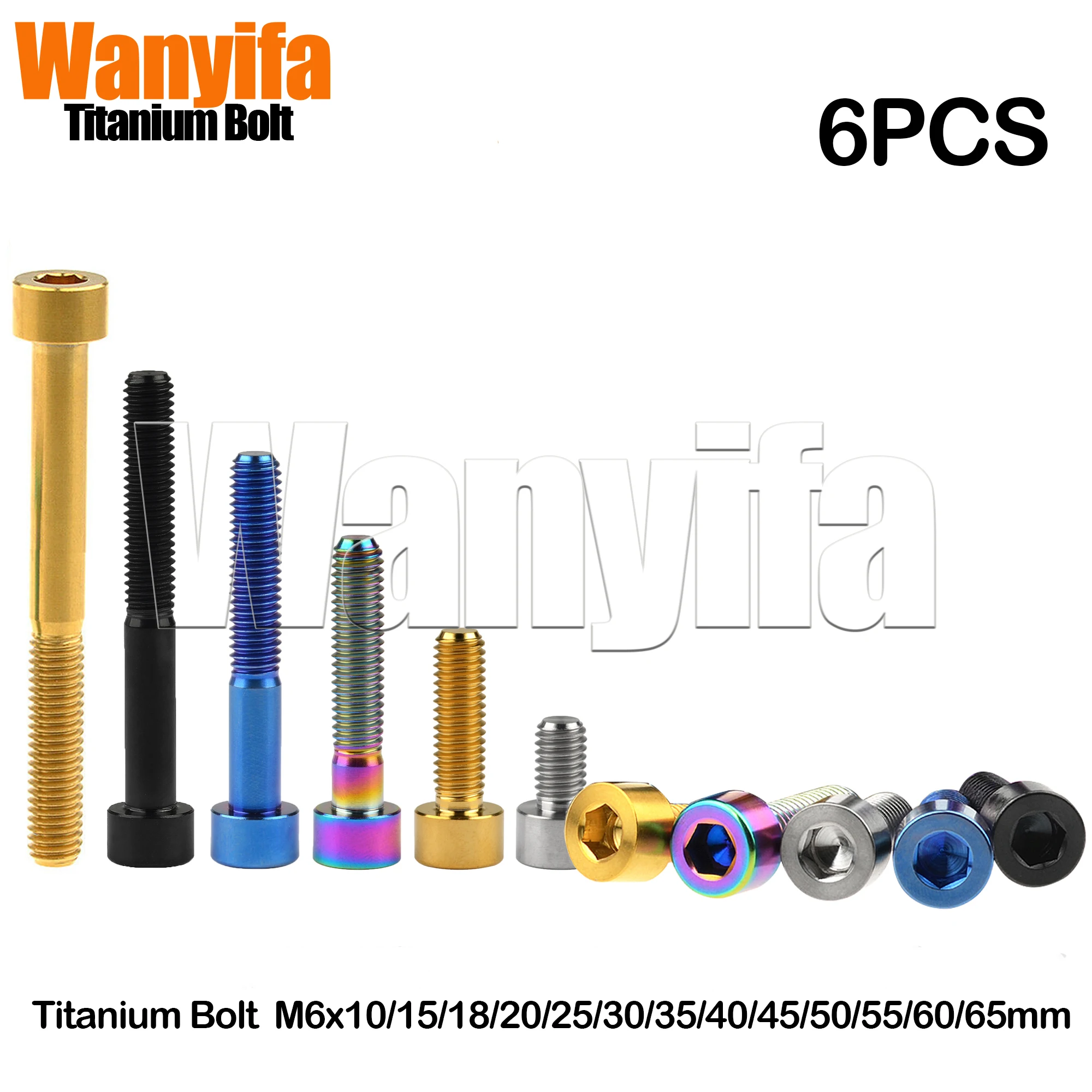 

Wanyifa Titanium Bolt M6x10/15/18/20/25/30/35/40/45/50/55/60/65mm Cylindrical Head Allen Screws for MTB Road Bike Part