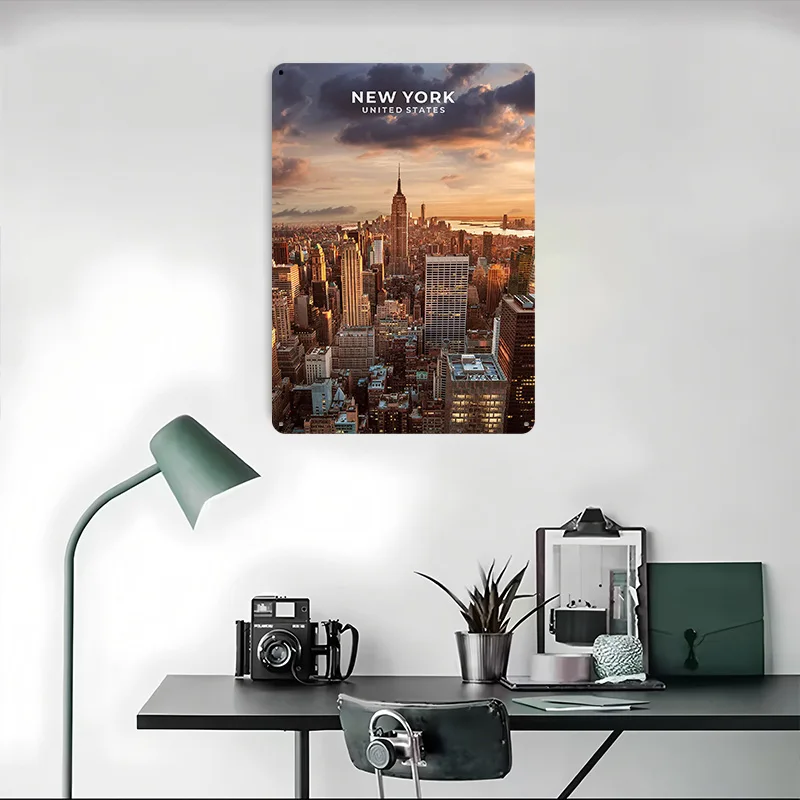 نيويورك المعادن المشارك علامات معدنية جدار الفن مخصص تين تسجيل للمنزل الديكور خمر غرفة الألعاب الداخلية الديكور الرجعية