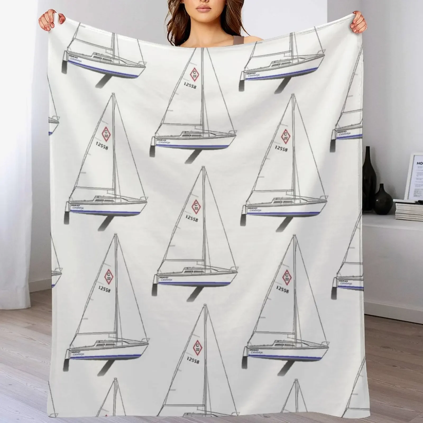 

Catalina 22 Sailboat Throw Blanket Soft Beds blankets and throws Cute Weighted Blankets