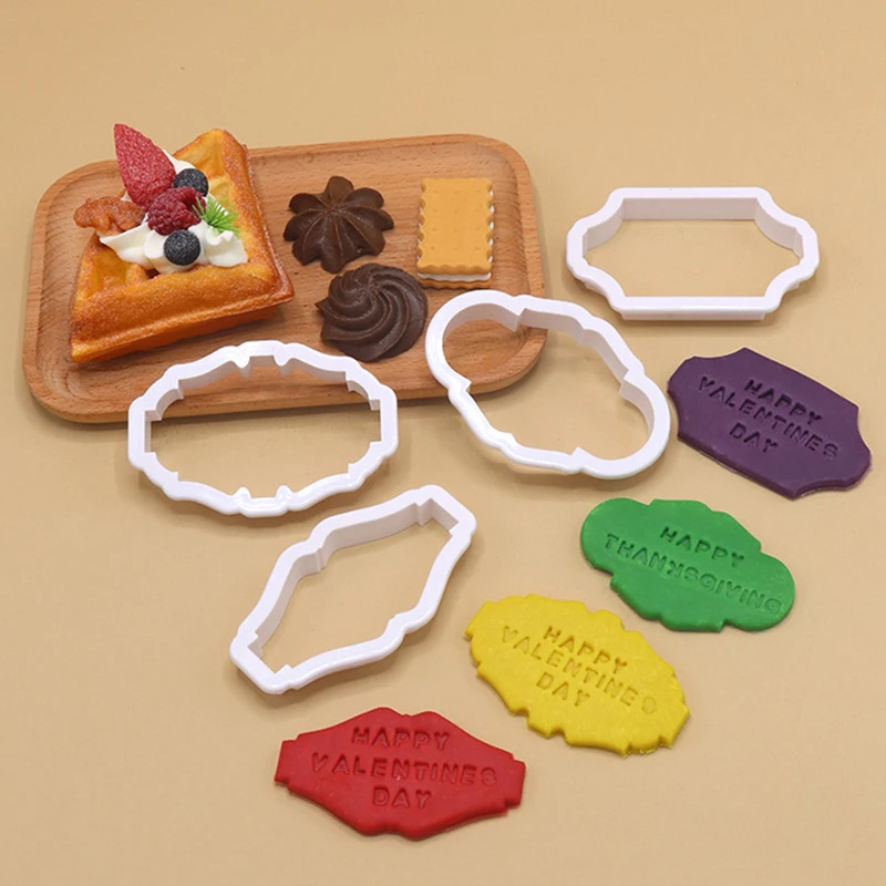 Vintage Plaque Frame Cookie Cutter Set Plastic Biscuit Mould Cake Decorating Tools Cookie Mold