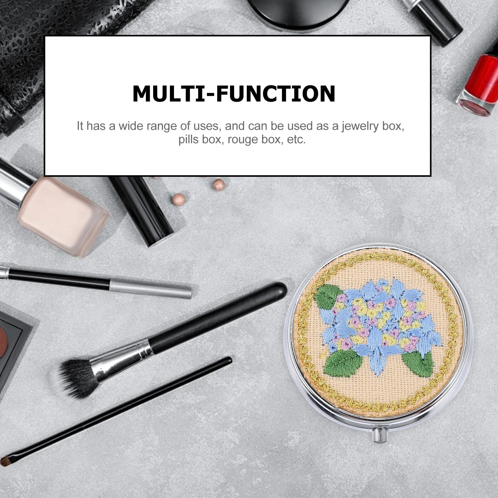 

1Pcs Mini Embroidered Patch Balm Storage Case Lightweight Durable Portable Travel Jewelry Rouge Holder Balm Storage