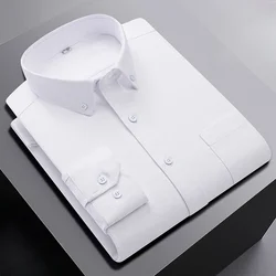 Men's 100% Cotton Shirt Long Sleeve Plaid Oxford Casual Solid Color Print Regular Fit Formal Dress Shirt Oversized 5XL 6XL 7XL