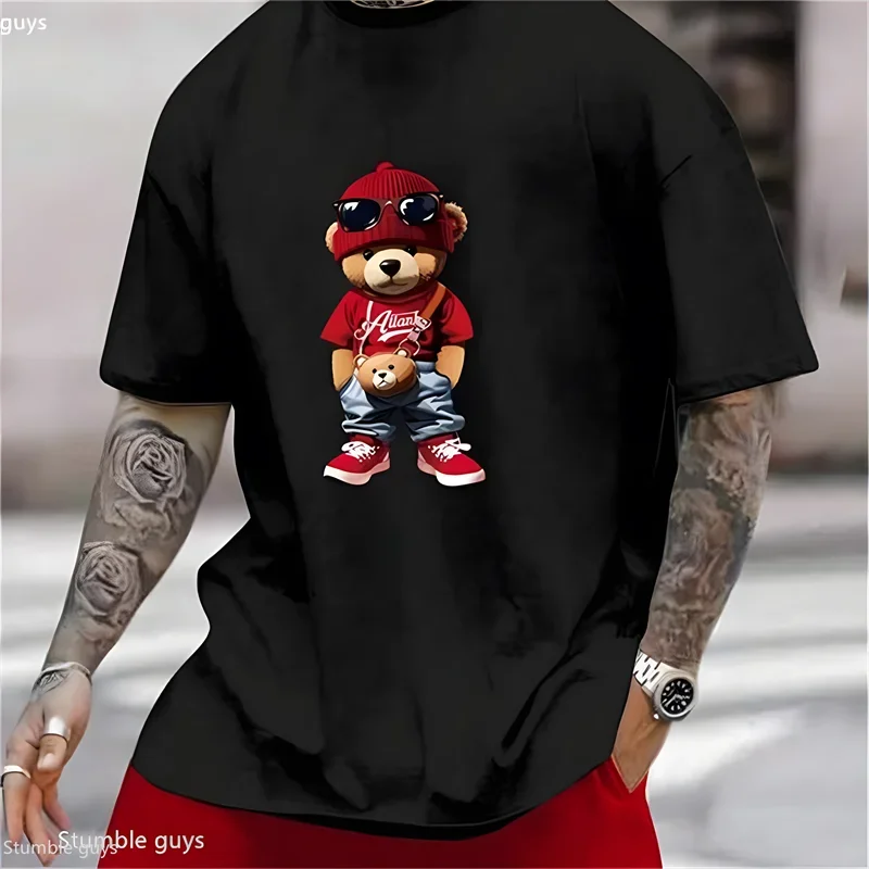 Bestseller Herren Sommer Übergroßes T-Shirt Anime-Druck Locker Sitzend Kurzarm Atmungsaktiv Leichtgewichtig Große Größen Jersey-Oberteil