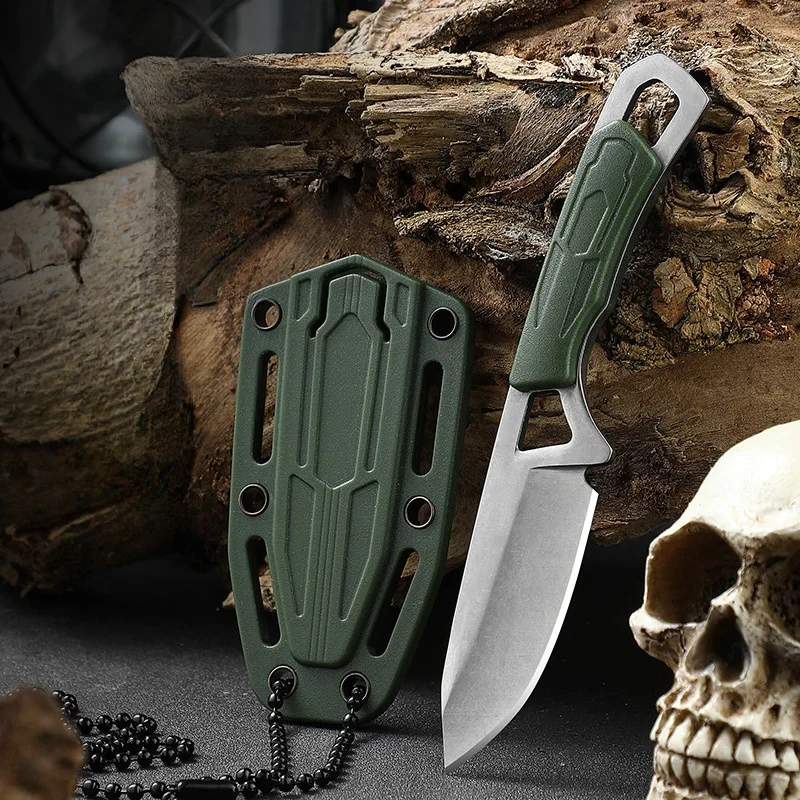 Mini Knife EDC Necklace Knife Outdoor Multi functional Neck Knife Portable Small Straight Knife Camping Knife