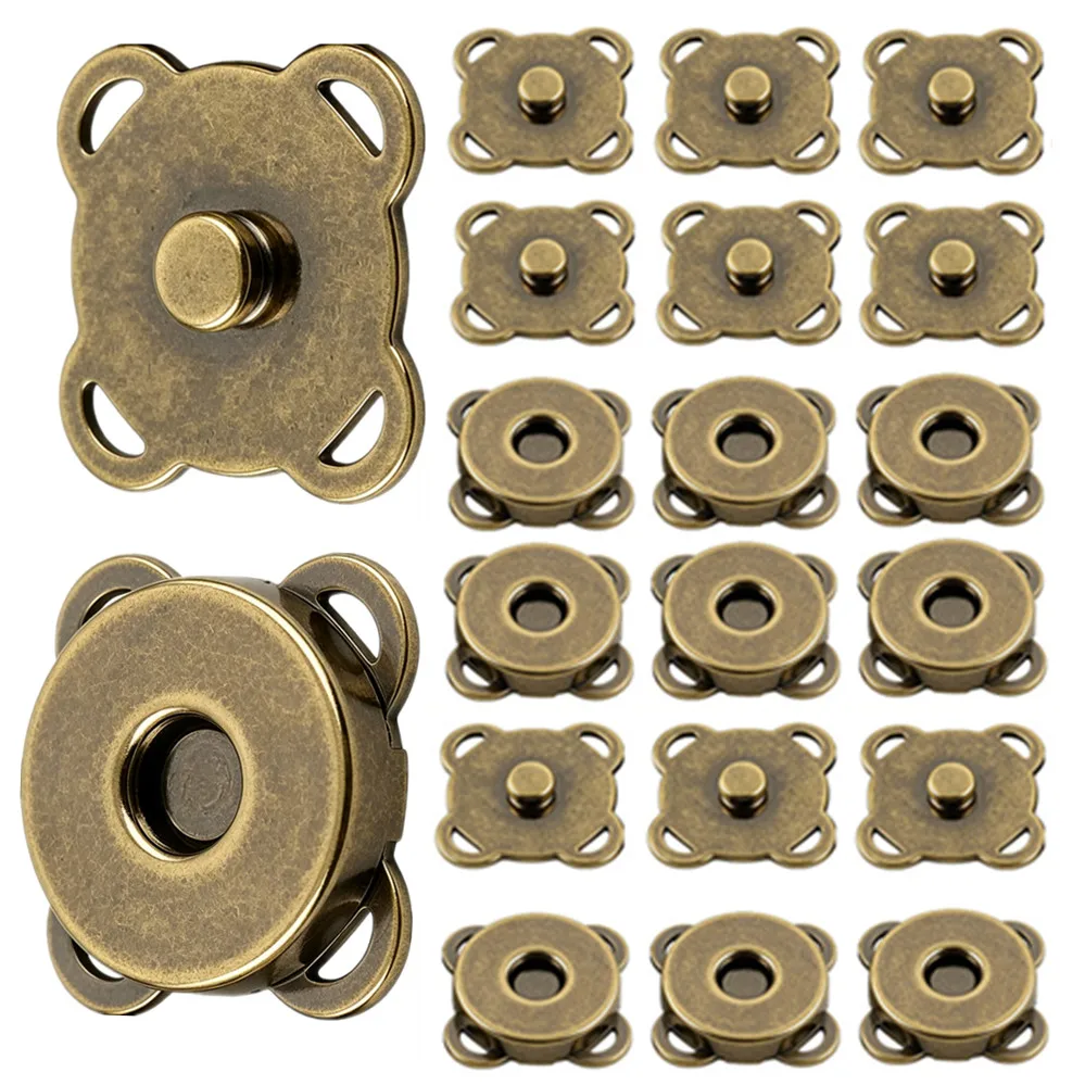10-100 Sets Metal Magnetic Snap Fasteners Clasps Buttons for Handbag Purse Wallet Clothes Bag DIY Craft Sewing Accessories