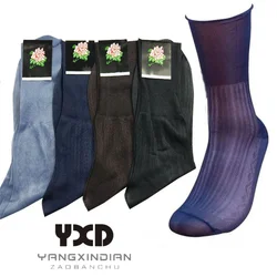 Chaussettes fines en nylon pour hommes, chaussettes d'affaires transparentes, bas habnommée formels trempés, vente en gros, été, 10 paires