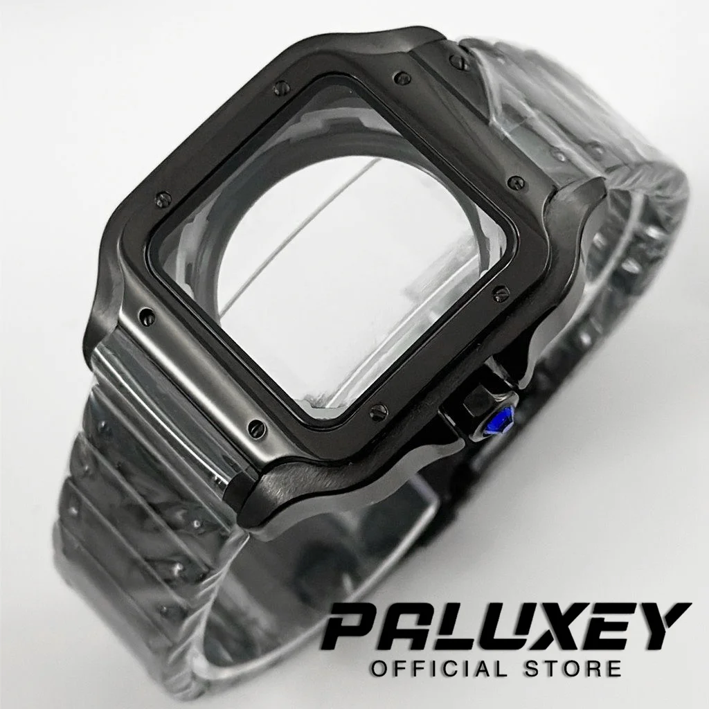 Square Watch Case Santos NH35 38mm 316L Stainless steel Watch Accessories Modification Parts for NH35 4R35 NH36 4R36 Movements