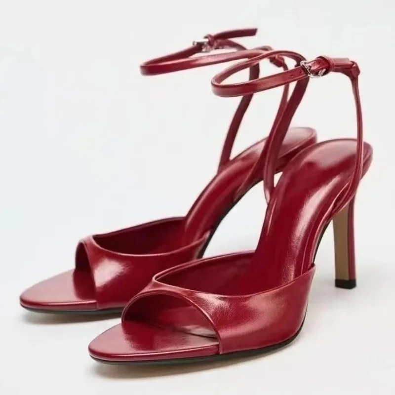 

Sexy Brand High Heels Women Ankle Strap Open Toe Fashion Banquet Party Shoes Women Leopard Designer Thin Heels Sandals Female