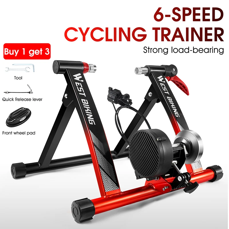 Indoor Exercise Bike Trainer 6 Speed Wire Control Cycling Trainer Roller Magnetic Resistance Home Bicycle Trainer Adjustable