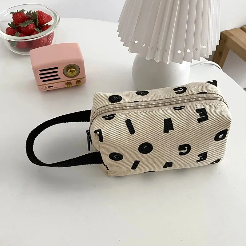 Buchstaben Drucken Frauen Leinwand Kosmetik Taschen Baumwolle Tuch Make-Up Tasche Tasche Kleine Handtasche Kupplung Reise Veranstalter Fall Für Mädchen – Detail 7