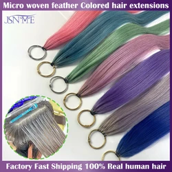 JSNME Color Straight Micro feather New hair extensions Remy Human Hair Blue Purple Pink 613 Color 100% Real Natural Human Hair