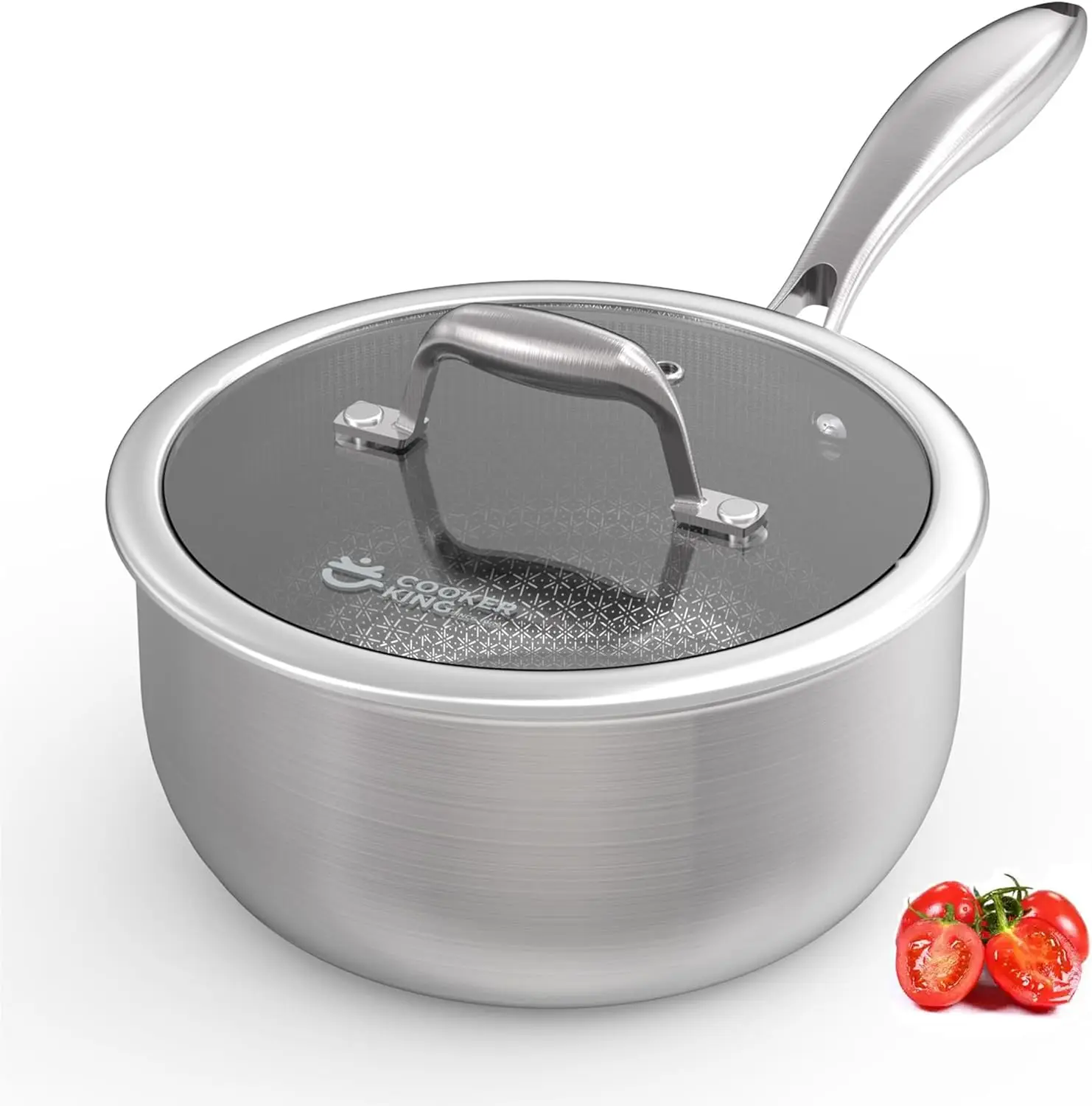 

3 Quart Stainless Steel Saucepan, Nonstick Sauce Pan, Ceramic Suce Pot with Tempered Glass Lid, Induction Pot Compat