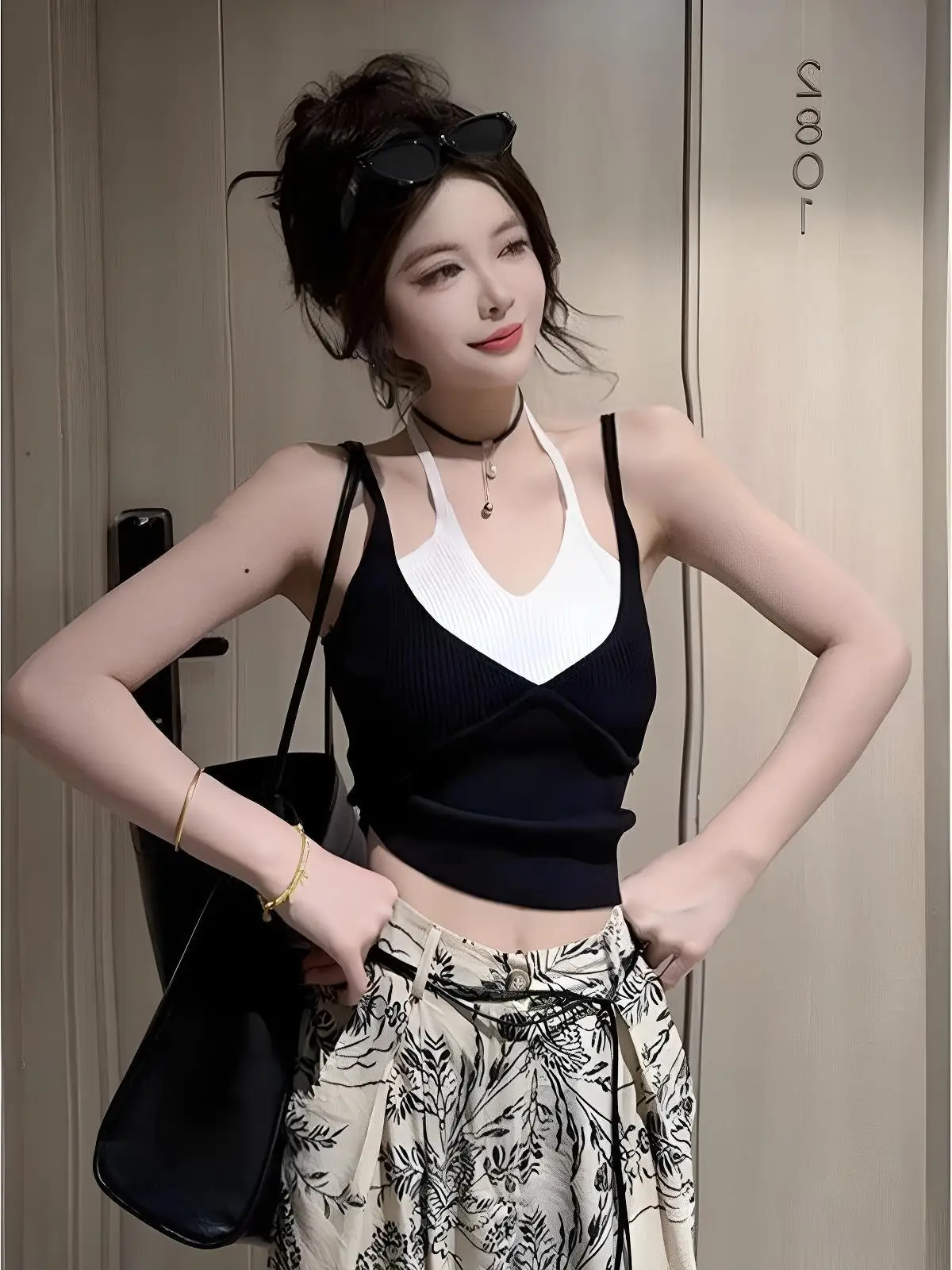 

Color Blo Ice Silk Вязаный укороченный топ Женская летняя верхняя одежда Slim Fit ort Sle Жилет Faionable Commute Sle Внутренняя одежда