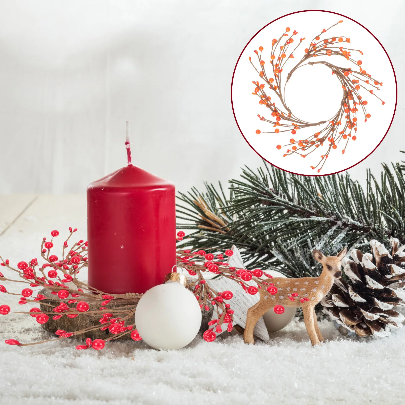 

Christmas Wreath Red Berries Decorative Ring Holiday Party Home Decoration Xmas Ornament Simulated Berry Wreaths