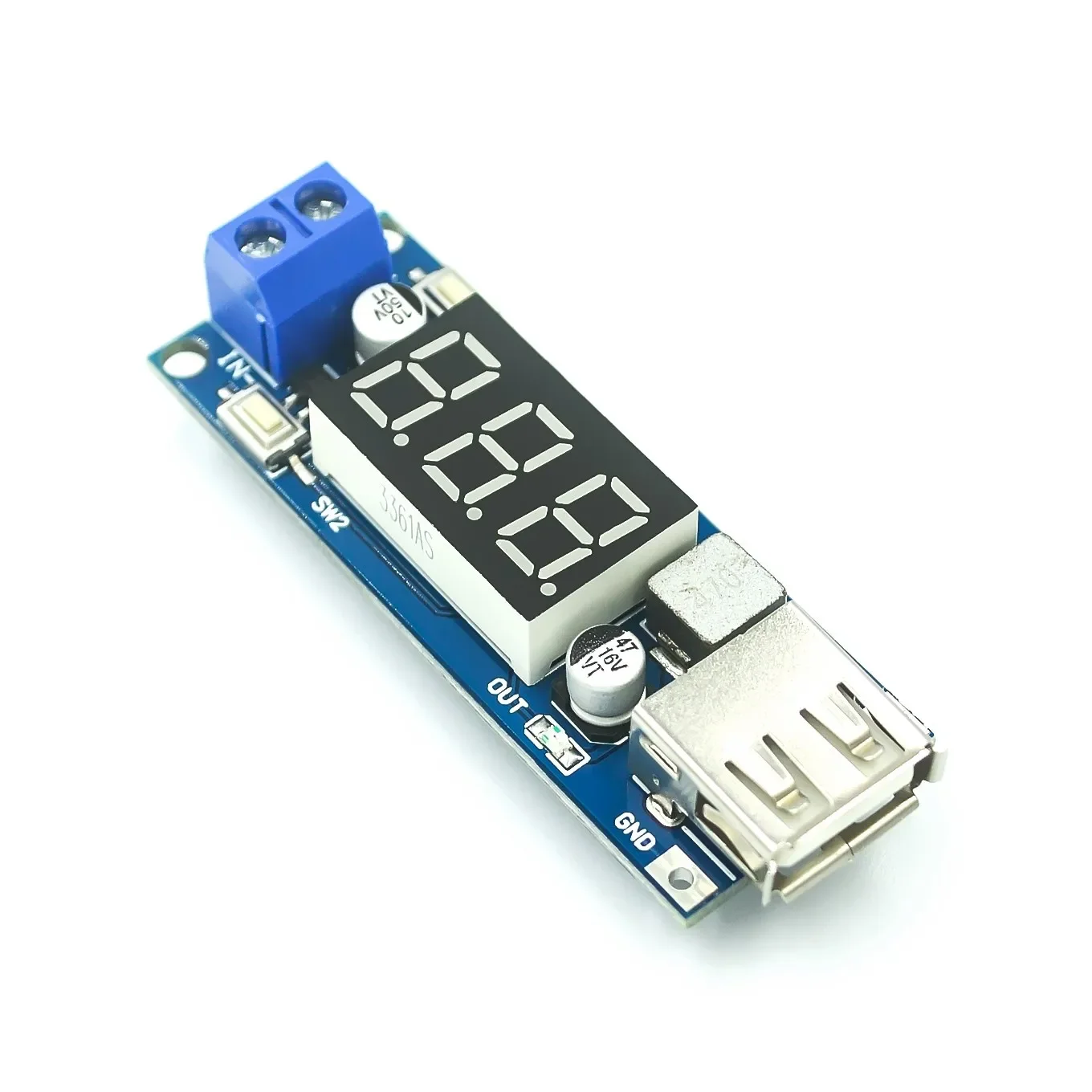 DC DC Step Down Converter LED Display Voltmeter + 5 V USB Charger Power Supply Module Board Step-down Buck Port 6.5-40V To 5V 2A