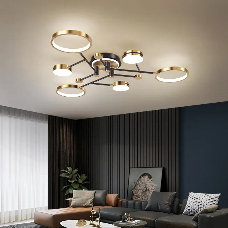 Imagem -03 - Modern Led Pendant Light Lustre de Teto Sala de Estar Sala de Jantar Quarto Ouro Decoração Preta Lâmpadas Nórdicas ac 90260v