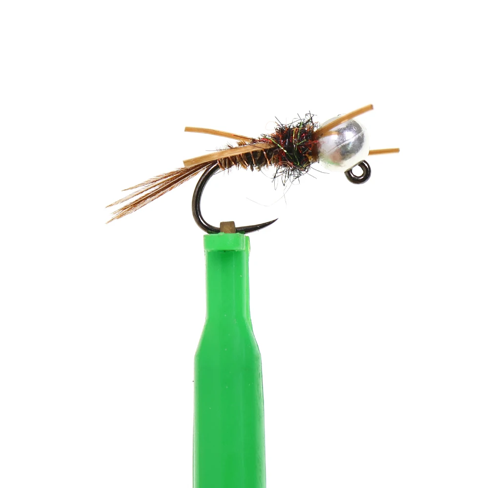 6PCS Barbless Jig Stonefly Nymph Fly # 14 # 16 Gummibeine, Fasanenschwanz, Bead Head Fast Sink Euro Nymph Forelle Barsch Angelköder – Detail 4