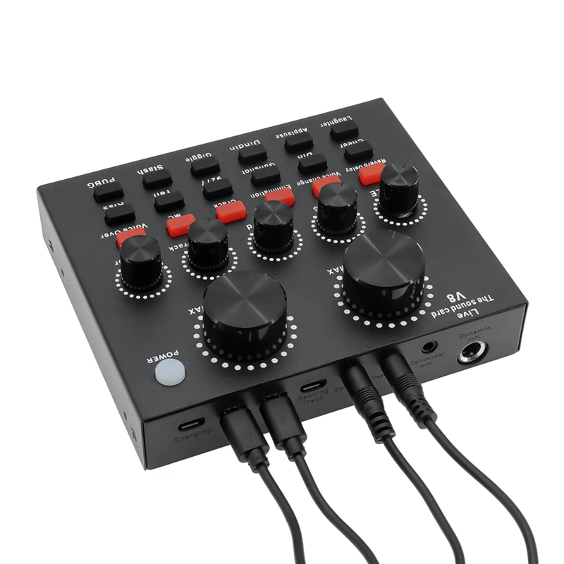 V8 Sound Card Voice Change Live Streaming Singing Karaoke Headset Live External Sound Card Record For Mobile Home KTV