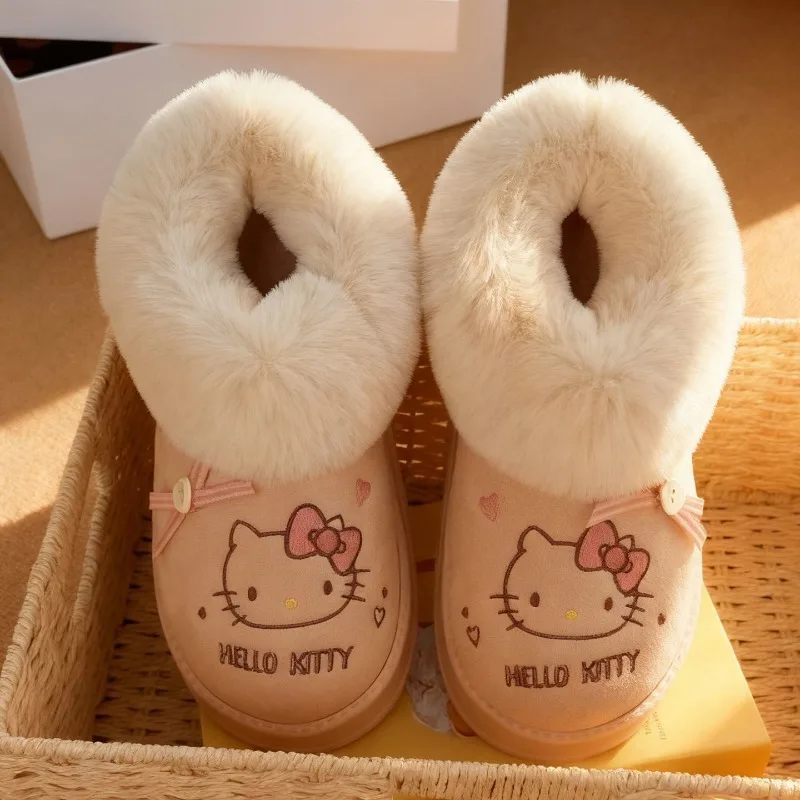 

Kawaii Hello Kitty Sanrio Children Cute Cartoon Comfortable Warm Ankle Boots Cotton Padded Anti Slip Boots Flat Shoes for Kids