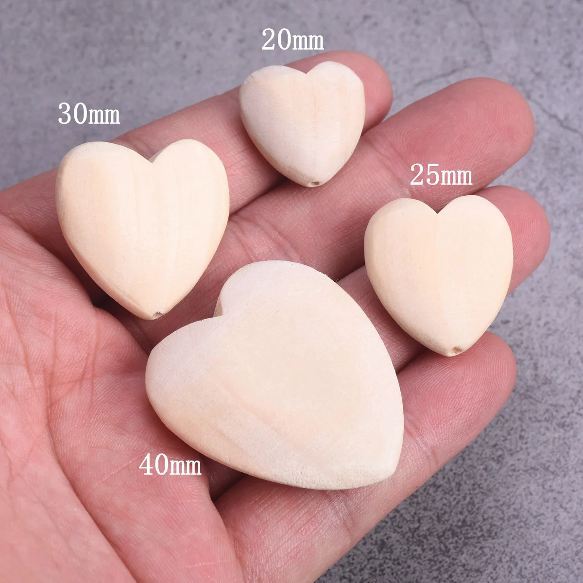 Heart Shape Natural Wood 20mm 25mm 30mm 40mm Loose Woodcraft Beads For DIY Handcraft Pendants Jewelry Making